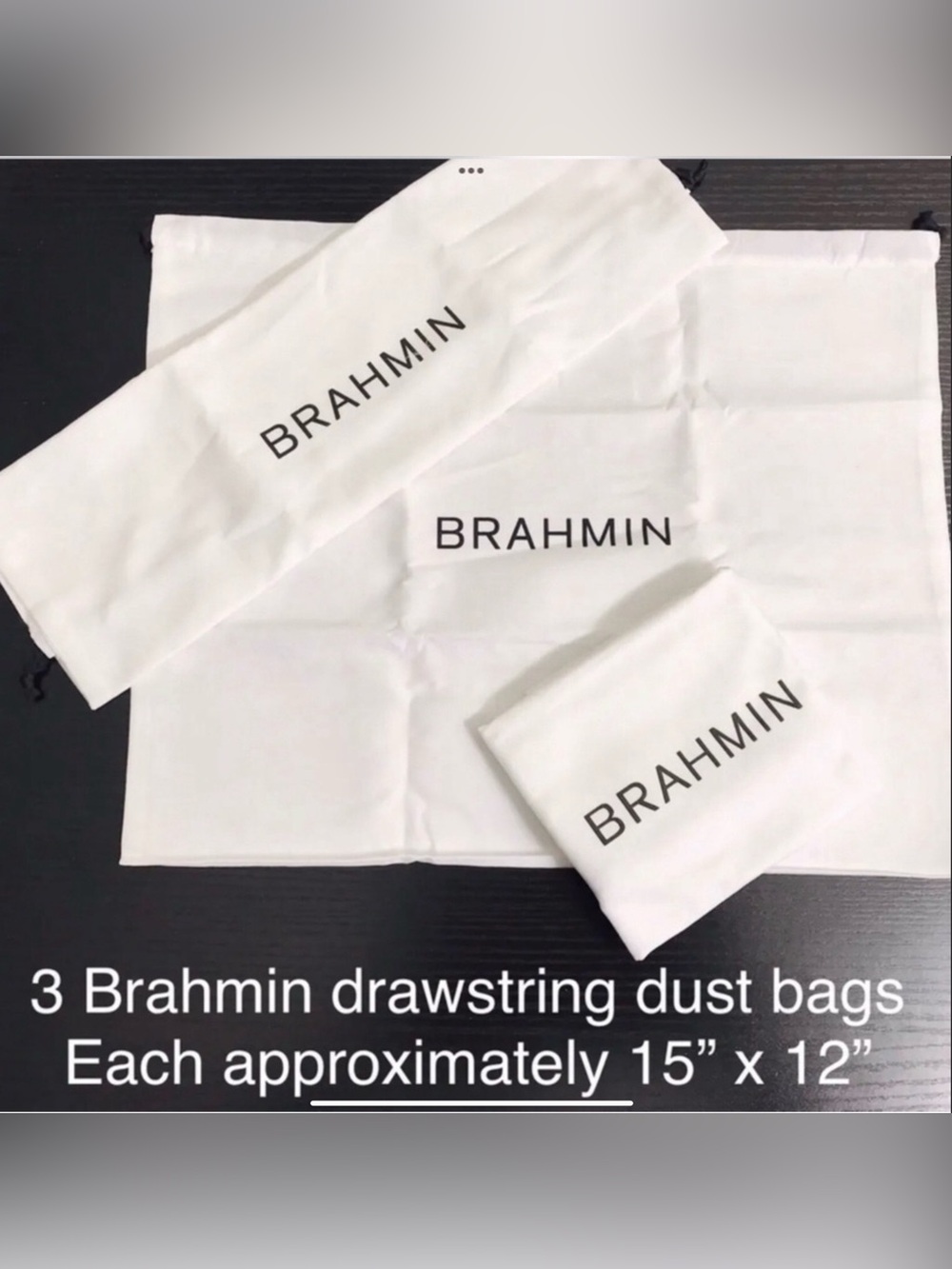 Brahmin Set of 3 Small Drawstring Dust Bags Approx. 15" x 12" Each NWOT